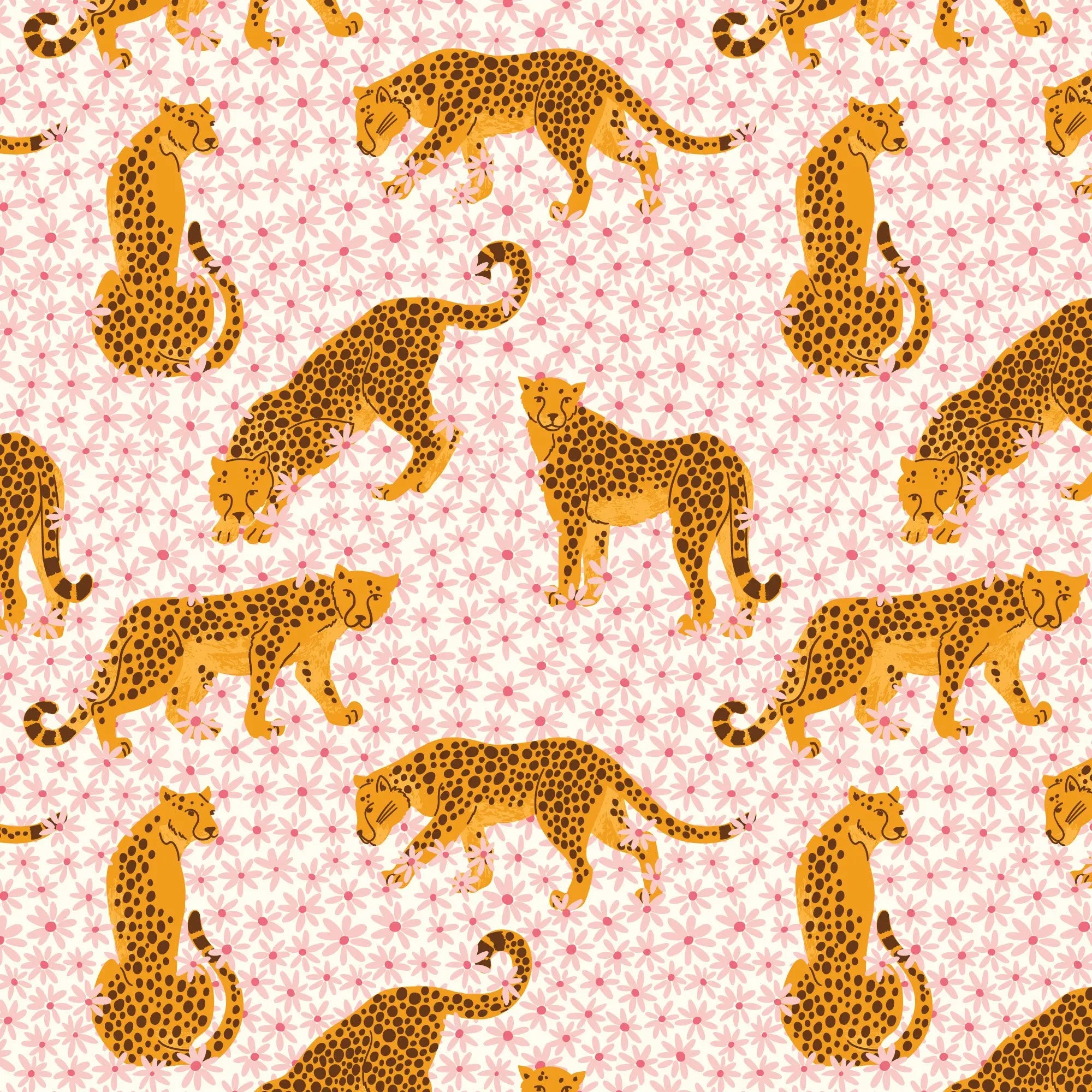 Cheetahs organic cotton - Cloud 9 Cherry Fabrics
