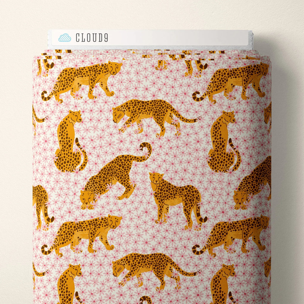 Cheetahs organic cotton - Cloud 9 Cherry Fabrics