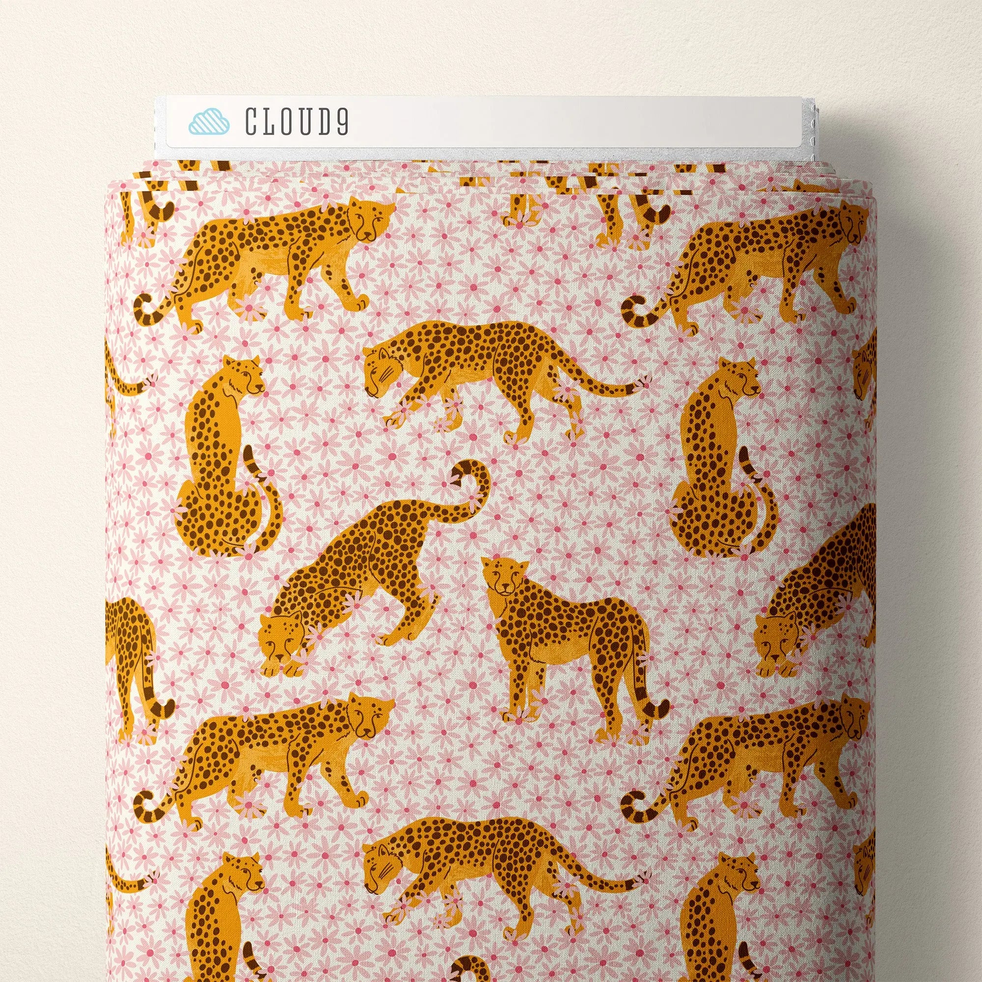 Cheetahs organic cotton - Cloud 9 Cherry Fabrics