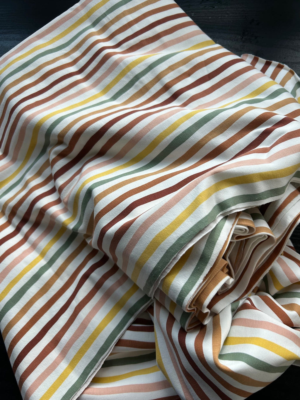 Pink multi stripe cotton jersey Cherry Fabrics