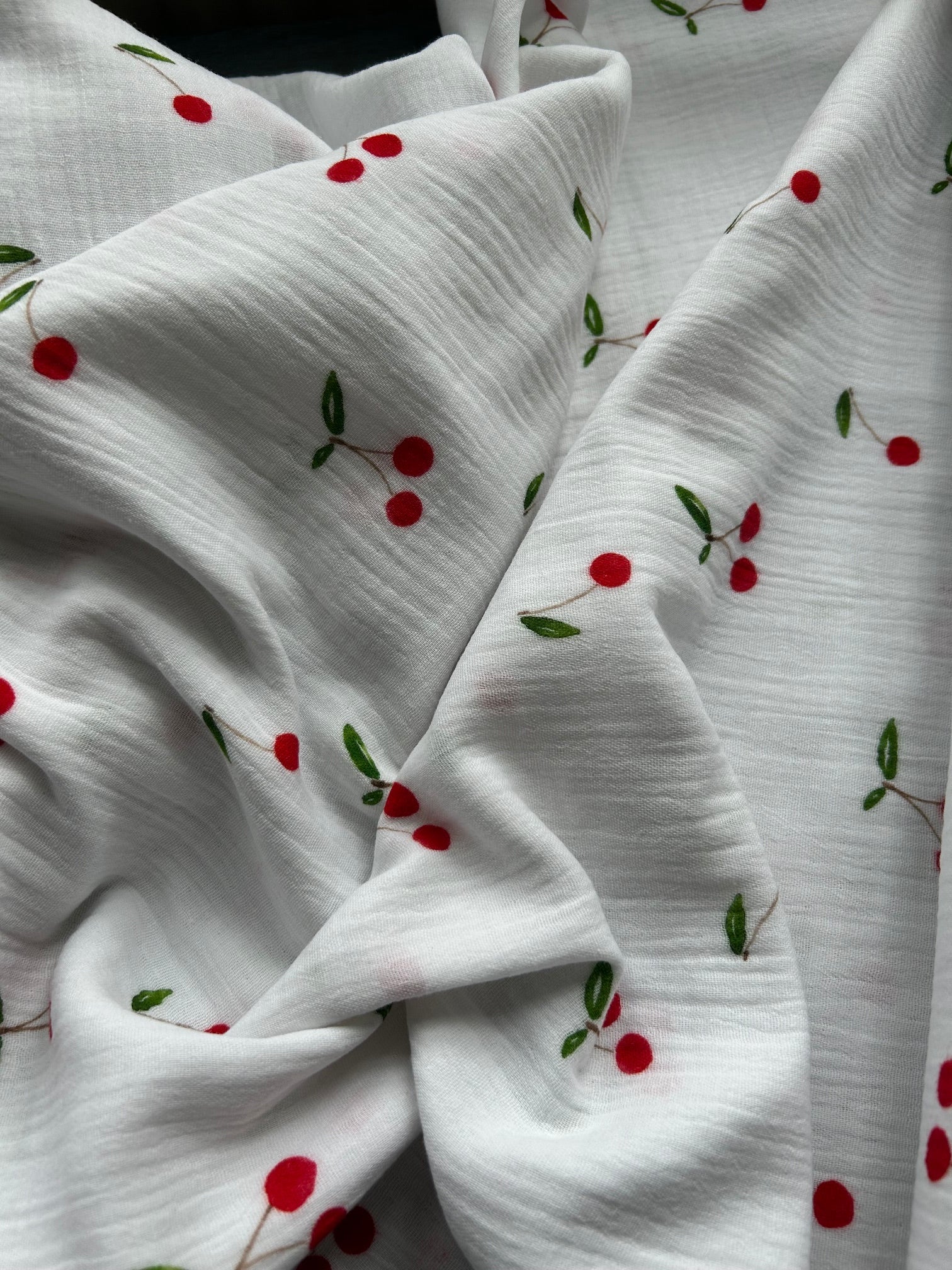 Cherries double gauze Cherry Fabrics