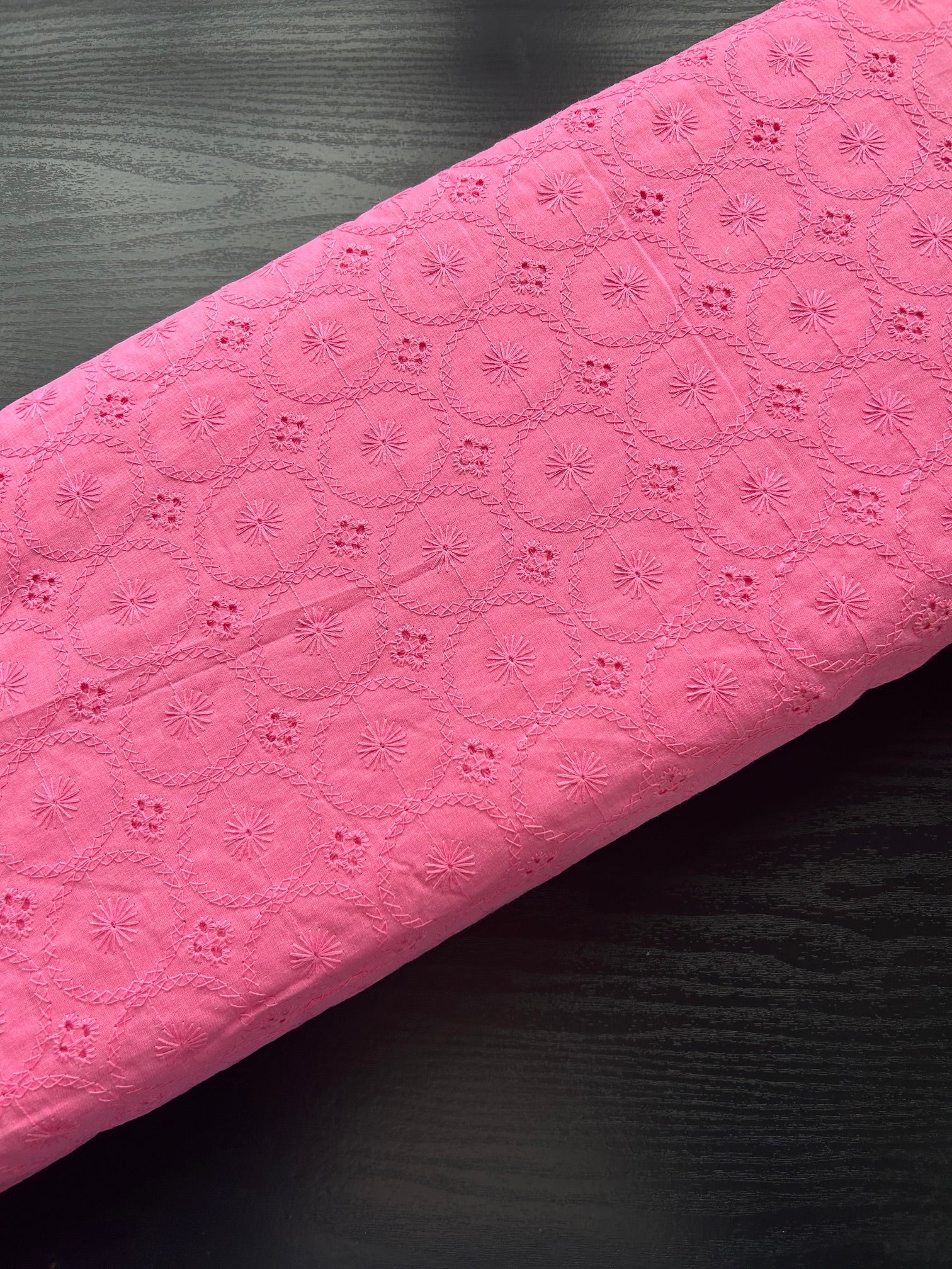 Pink cotton anglaise Cherry Fabrics