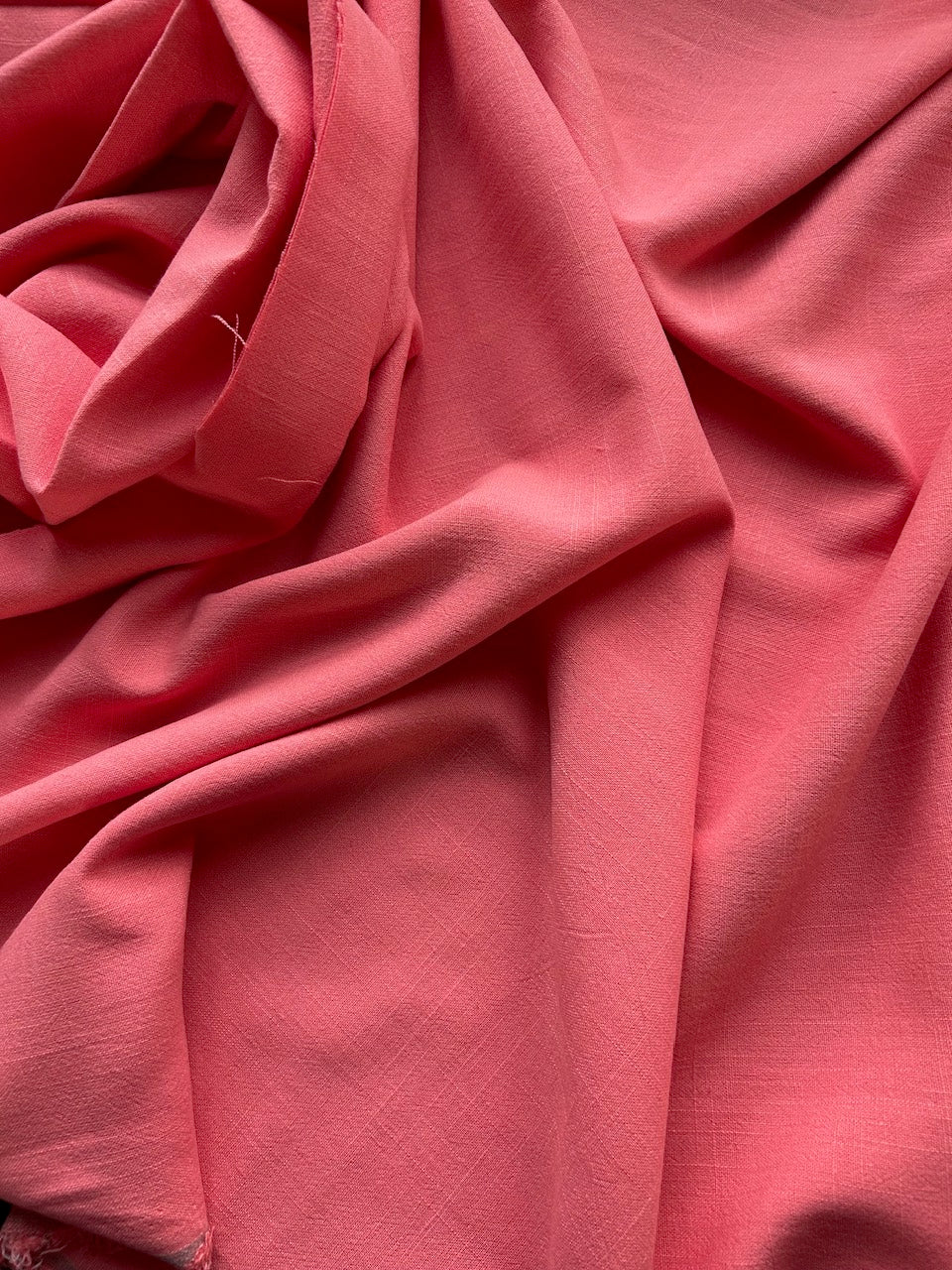 Coral linen viscose slub Cherry Fabrics