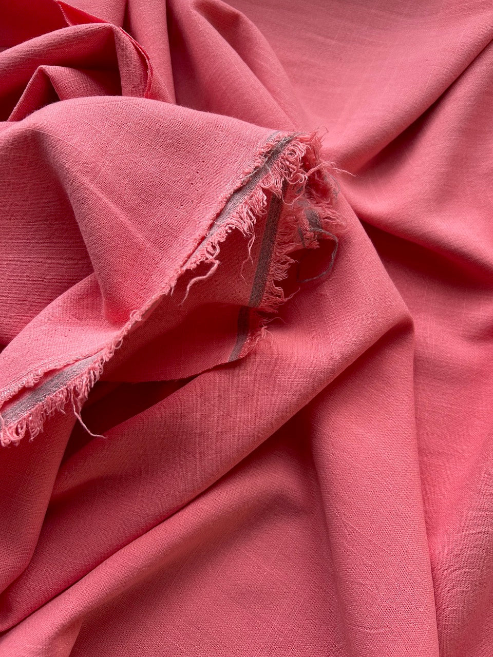 Coral linen viscose slub Cherry Fabrics
