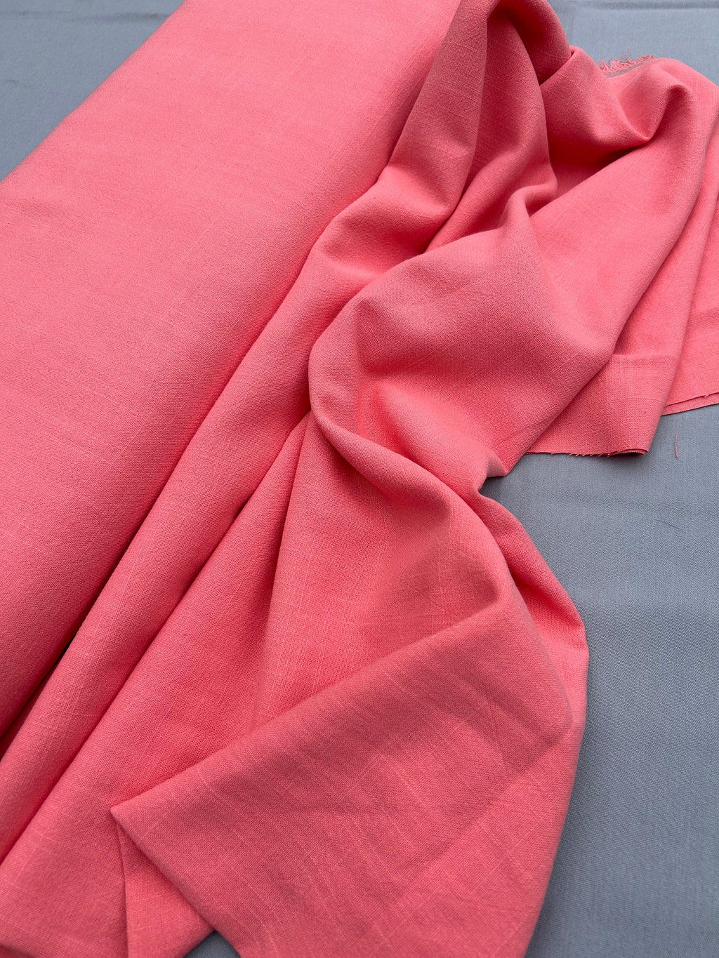 Coral linen viscose slub Cherry Fabrics