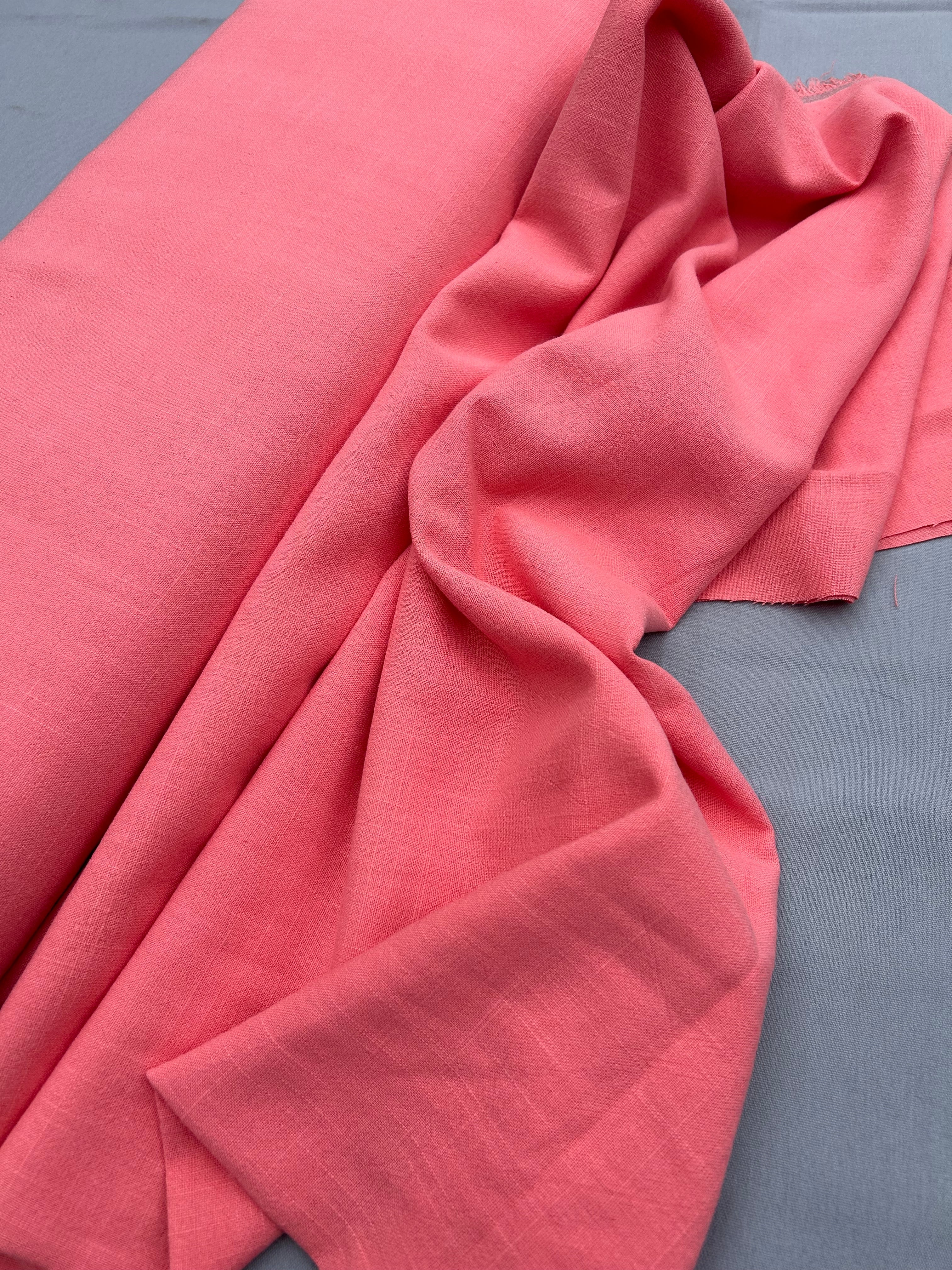 Coral linen viscose slub Cherry Fabrics
