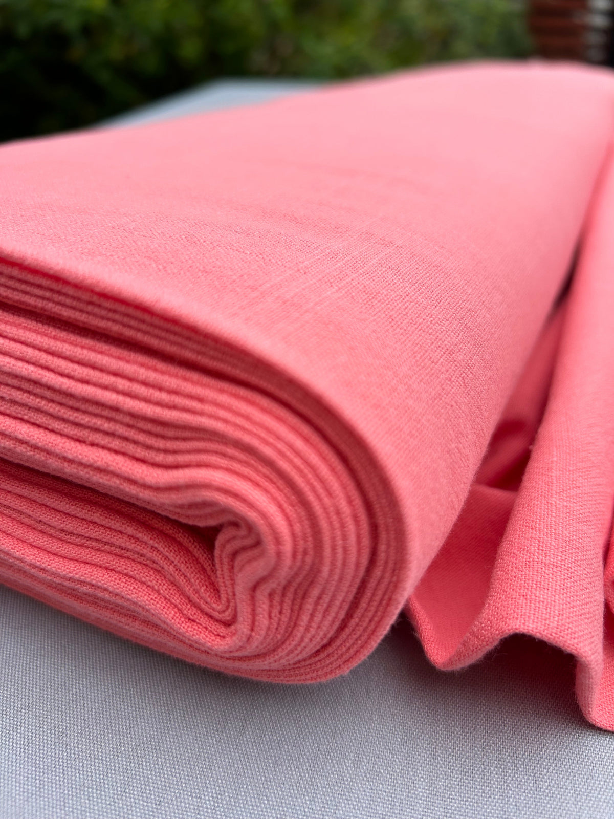 Coral linen viscose slub Cherry Fabrics