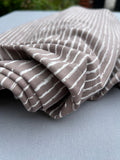 Taupe painted stripes cotton jersey Cherry Fabrics