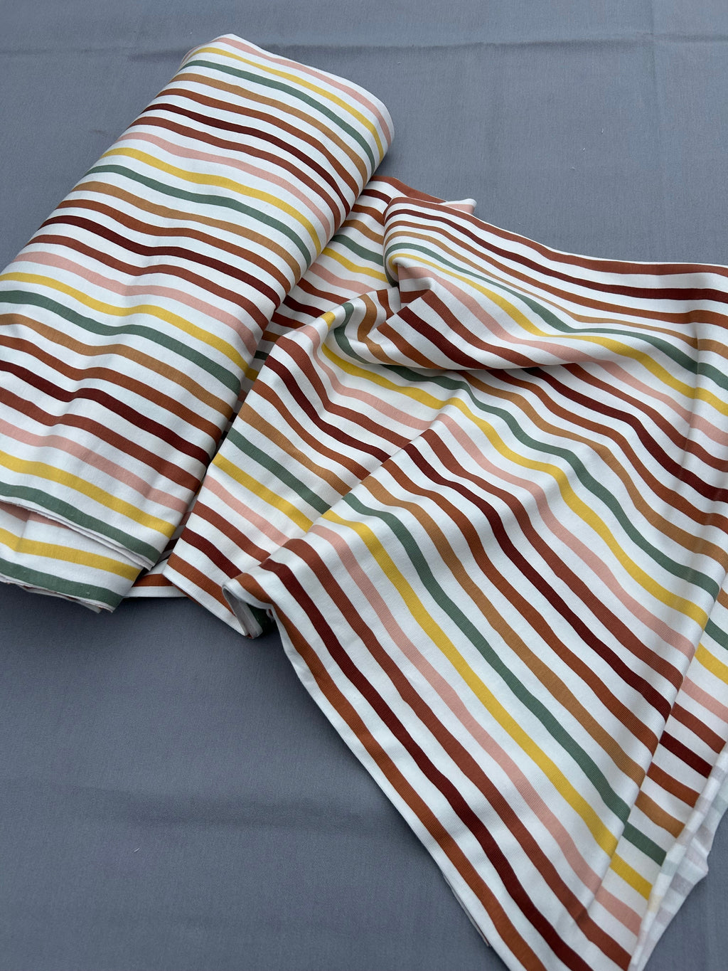 Pink multi stripe cotton jersey Cherry Fabrics