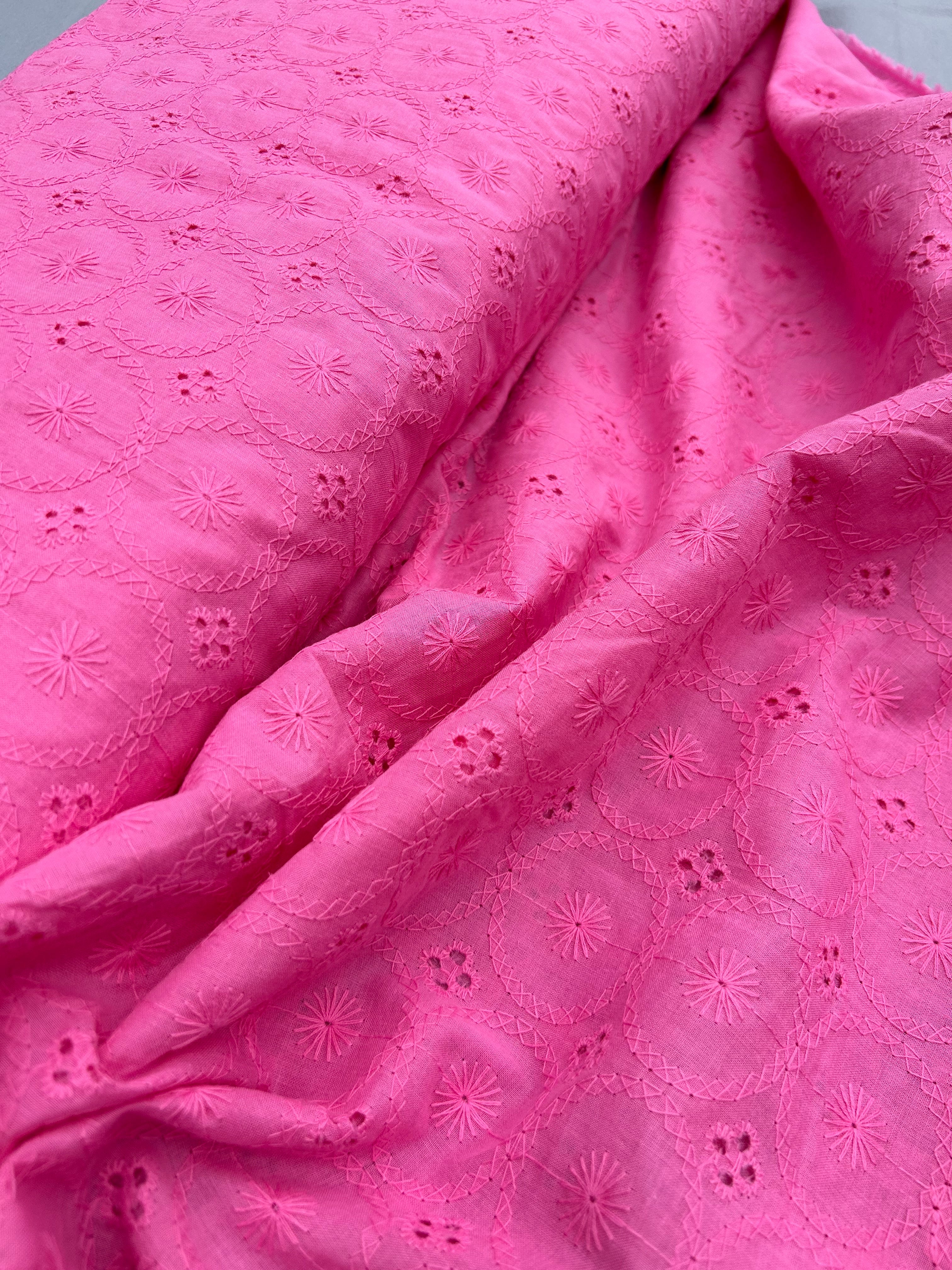 Pink cotton anglaise Cherry Fabrics