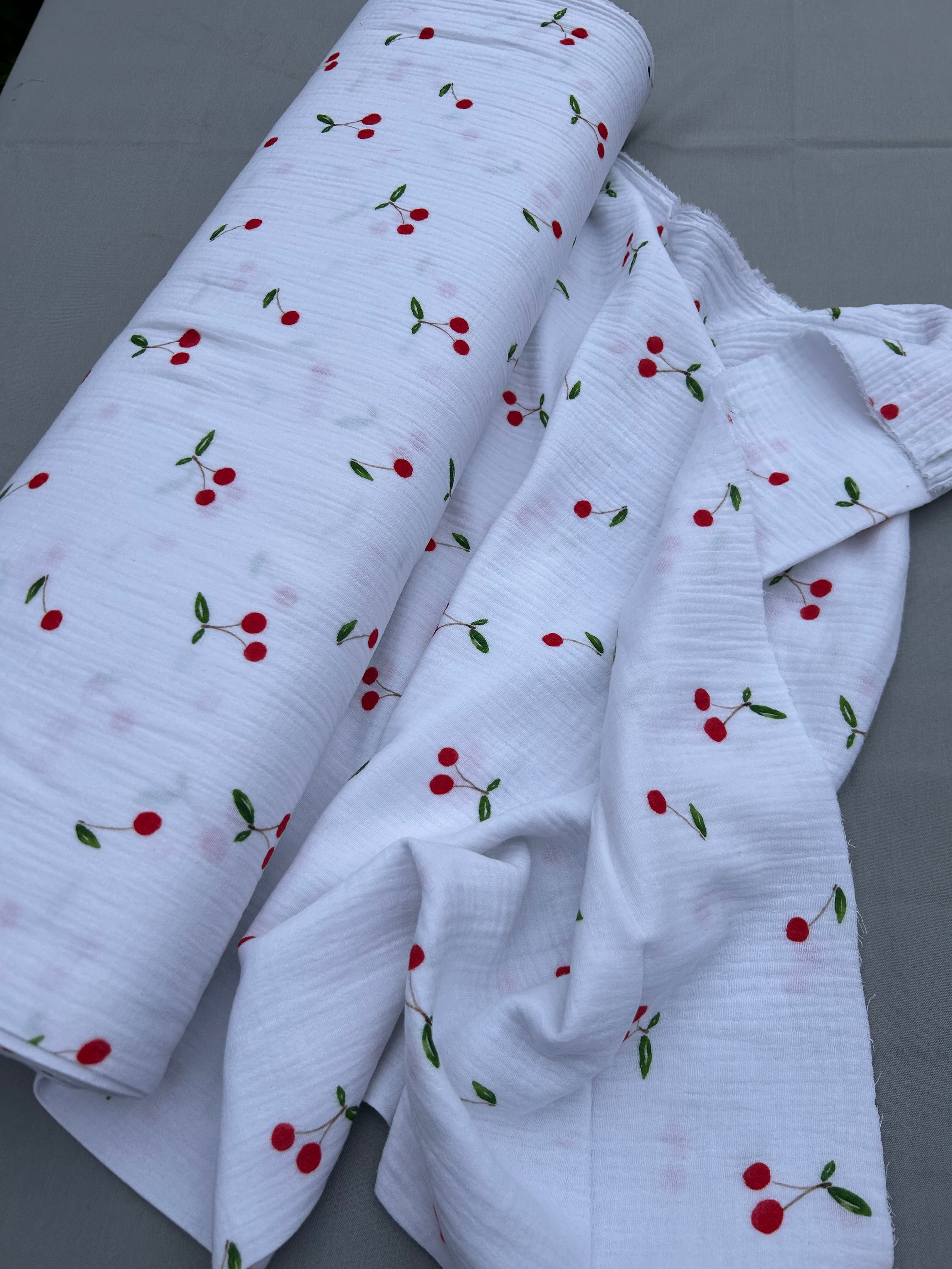 Cherries double gauze Cherry Fabrics