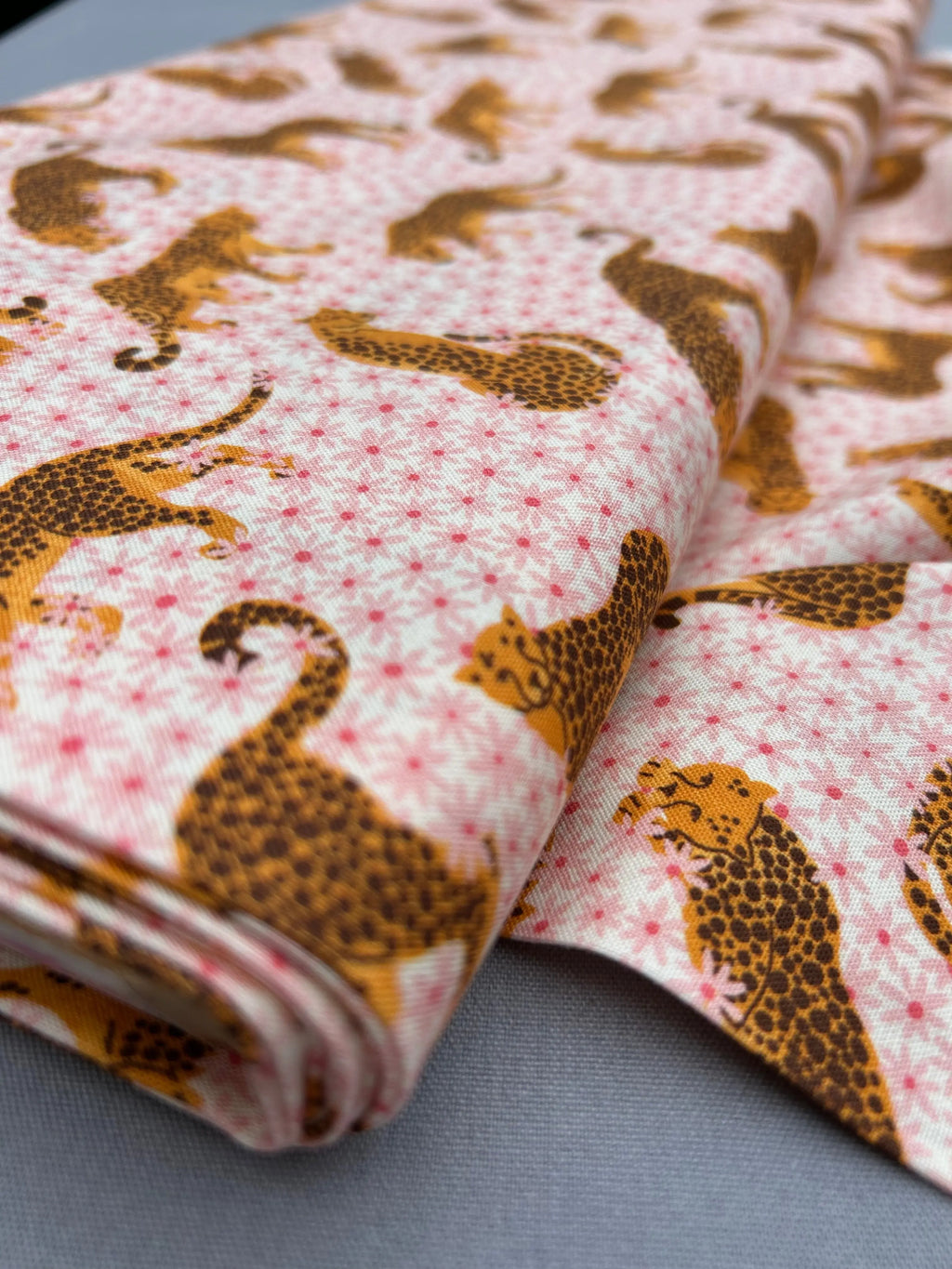 Cheetahs organic cotton - Cloud 9 Cherry Fabrics
