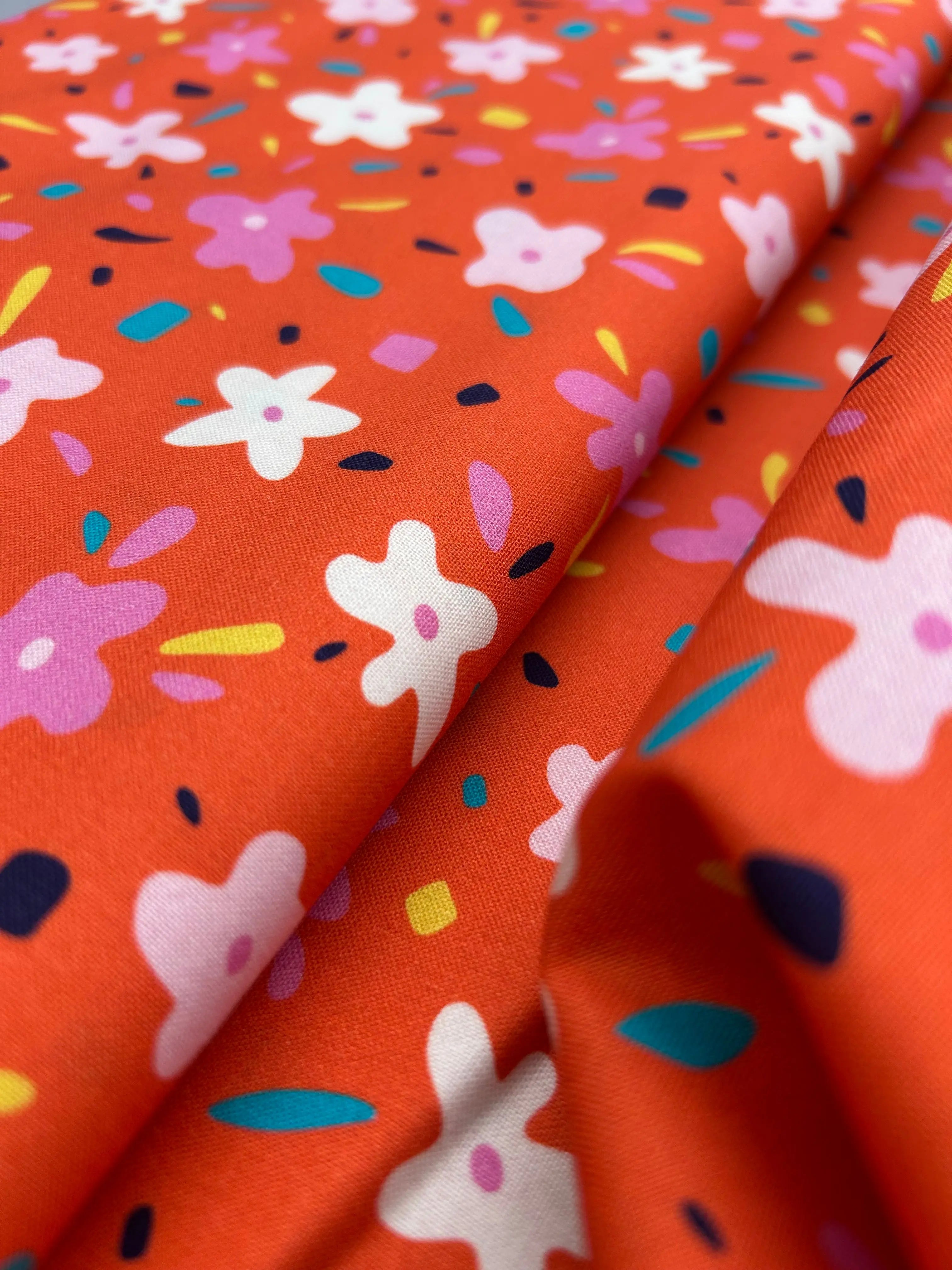 Cheerful Flowers organic cotton - Cloud 9 Cherry Fabrics