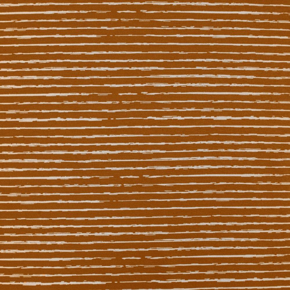 Caramel painted stripes cotton jersey Cherry Fabrics
